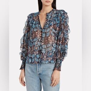 ULLA JOHNSON Isadora Floral Silk Georgette Blouse size 4
